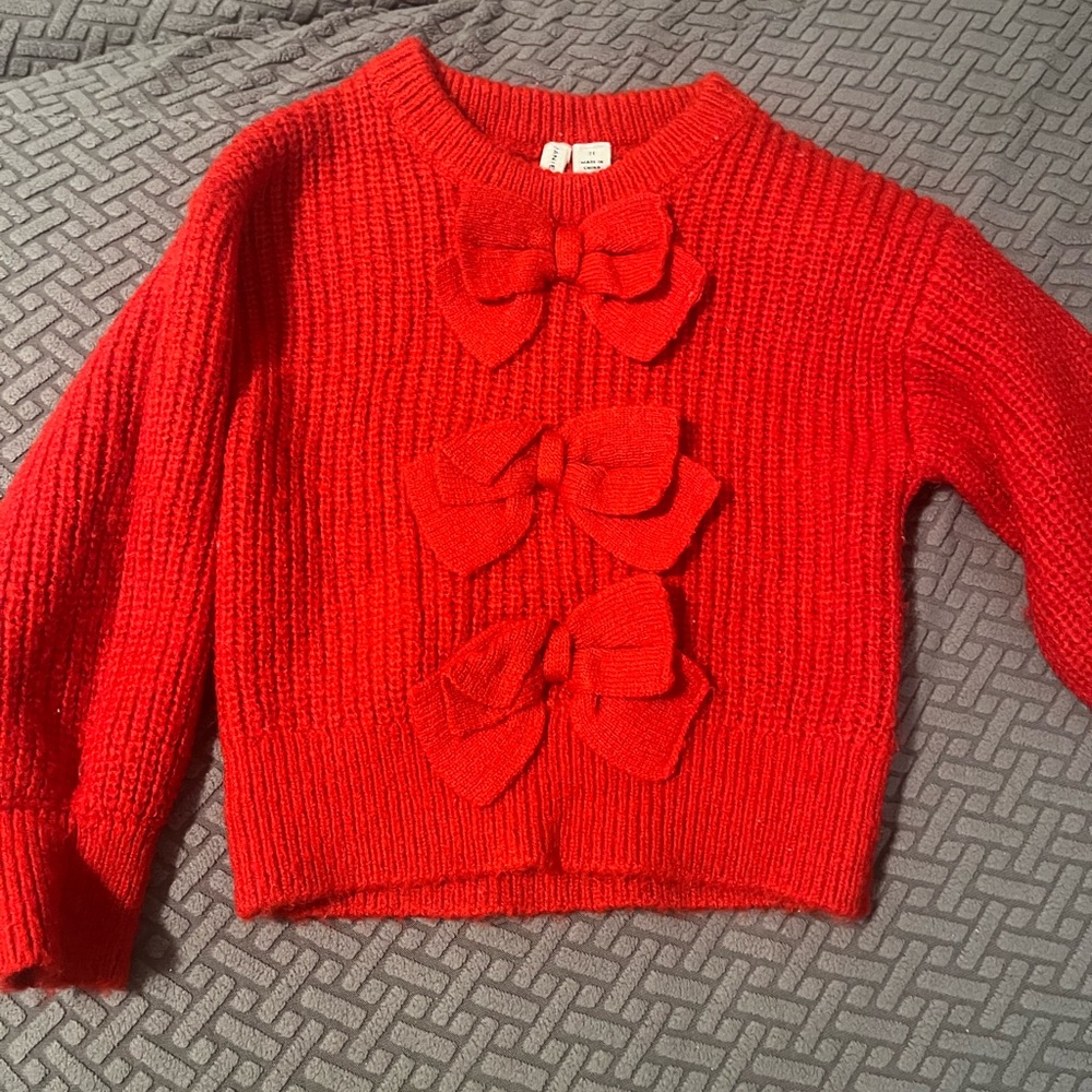 Janie and Jack Red Bow Sweater